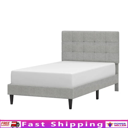 Lit queen rembourré gris