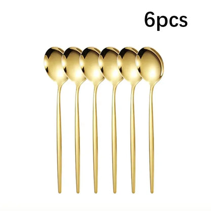 24pcs Golden Stainless Steel Spoon Set