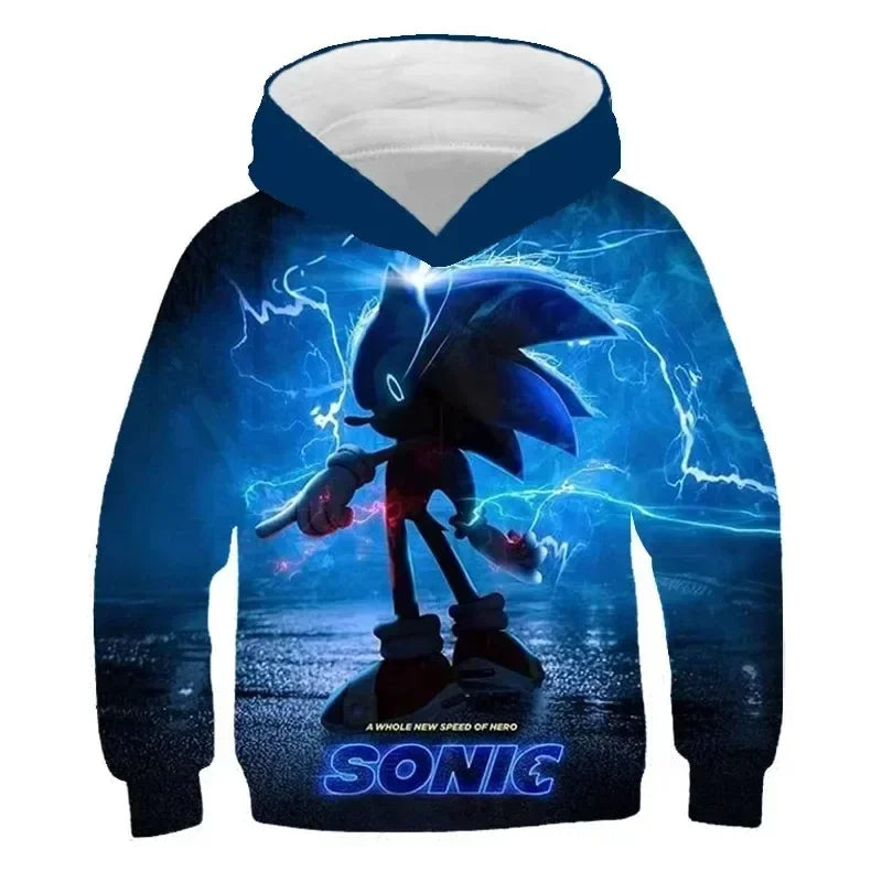 Sonic 3D Cartoon Hoodie - Kids Long Sleeve Sweatshirt