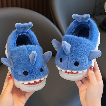 Cute Shark Plush Non-Slip Kids' Winter Slippers