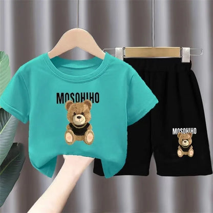 Cartoon-Bären-T-Shirt und Shorts-Set für Kinder