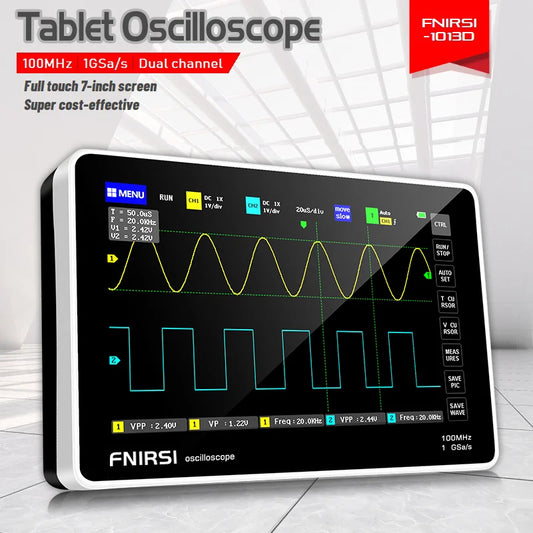 Oscilloscope sur tablette FNIRSI-1013D - Double canal, bande passante de 100 M