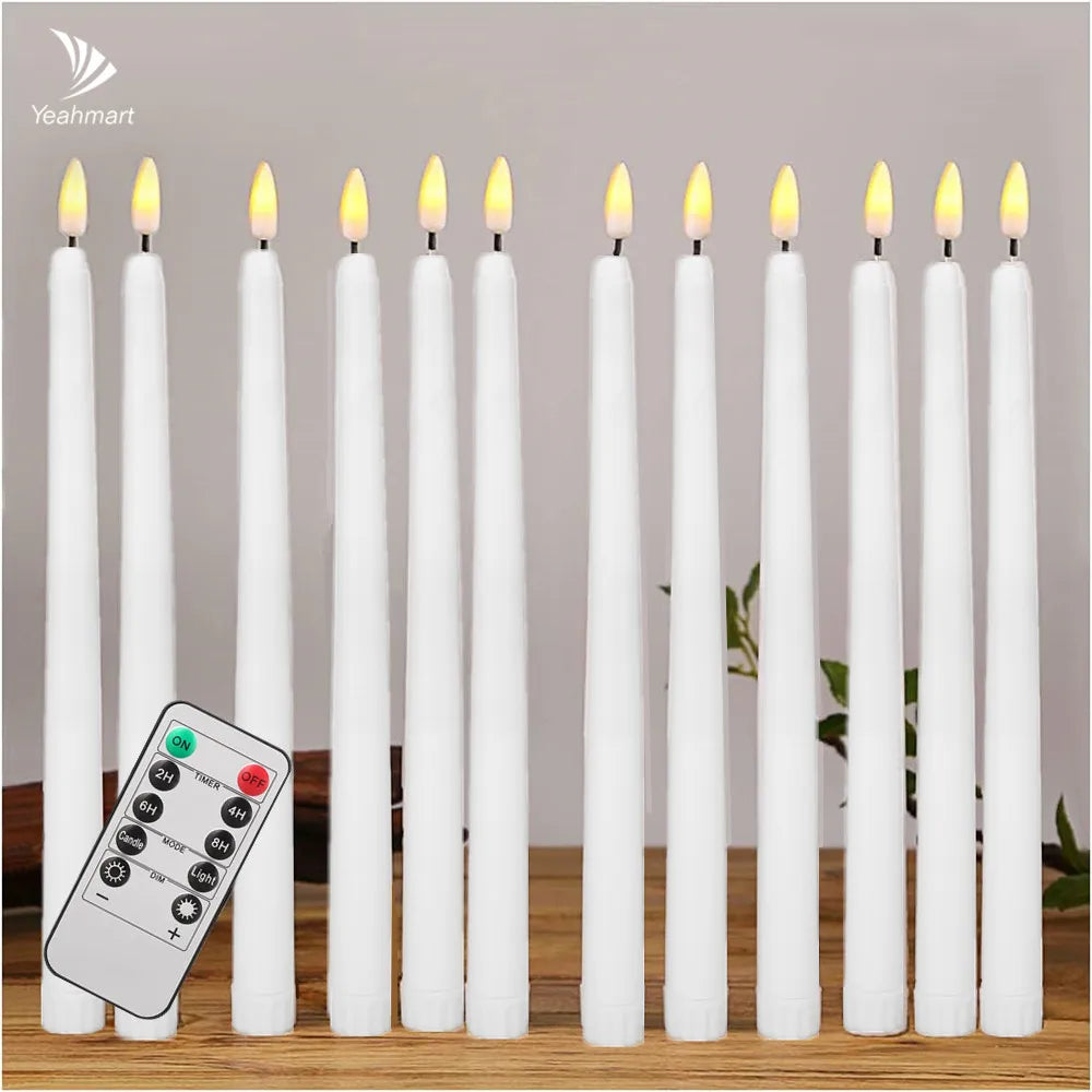 6/24 Pc Battery-Operated Flickering LED Taper Candles - 6.5/11" Tall