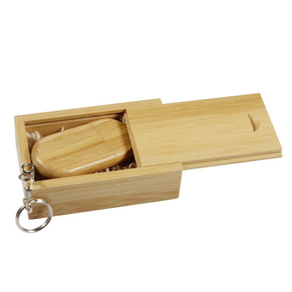 Wooden/Bamboo USB 2.0 Flash Drive with Keychain - 4GB to 128GB