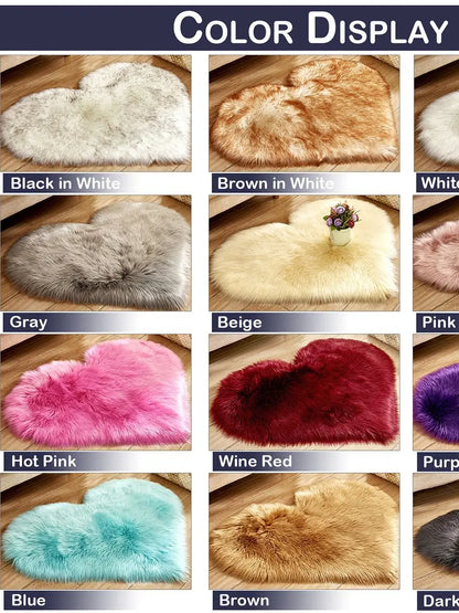 Heart Shaped Fluffy Shag Area Rug