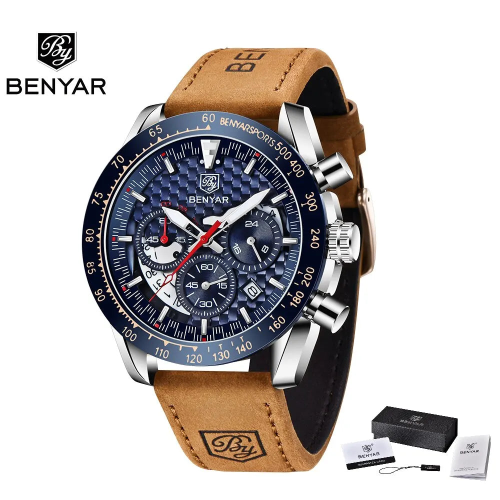 Luxury Chrono Leather Men's Watch