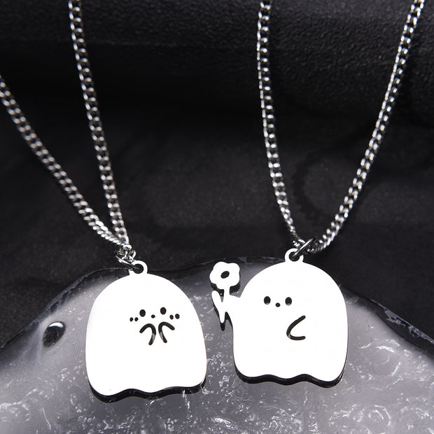 Adorable Ghost Couple Pendant Necklaces