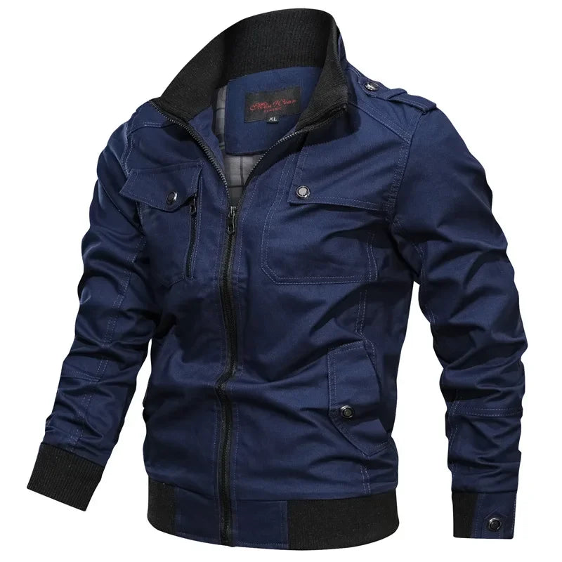 Veste tactique militaire pour homme – Coupe-vent en coton cargo à fermeture éclair