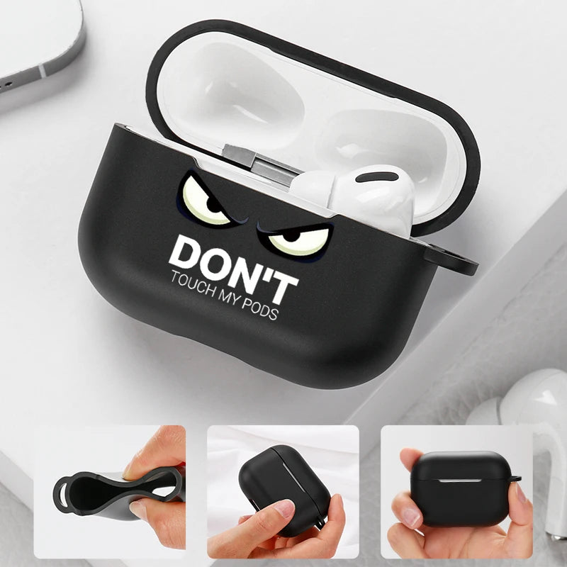 Black 'Don't Touch' Text AirPods Case