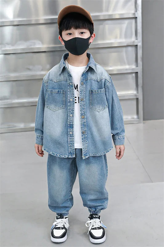 Boys Denim Jacket & Casual Outfit Set