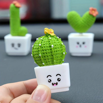 Set of 4 Resin Mini Cactus Succulent Green Plant Décor