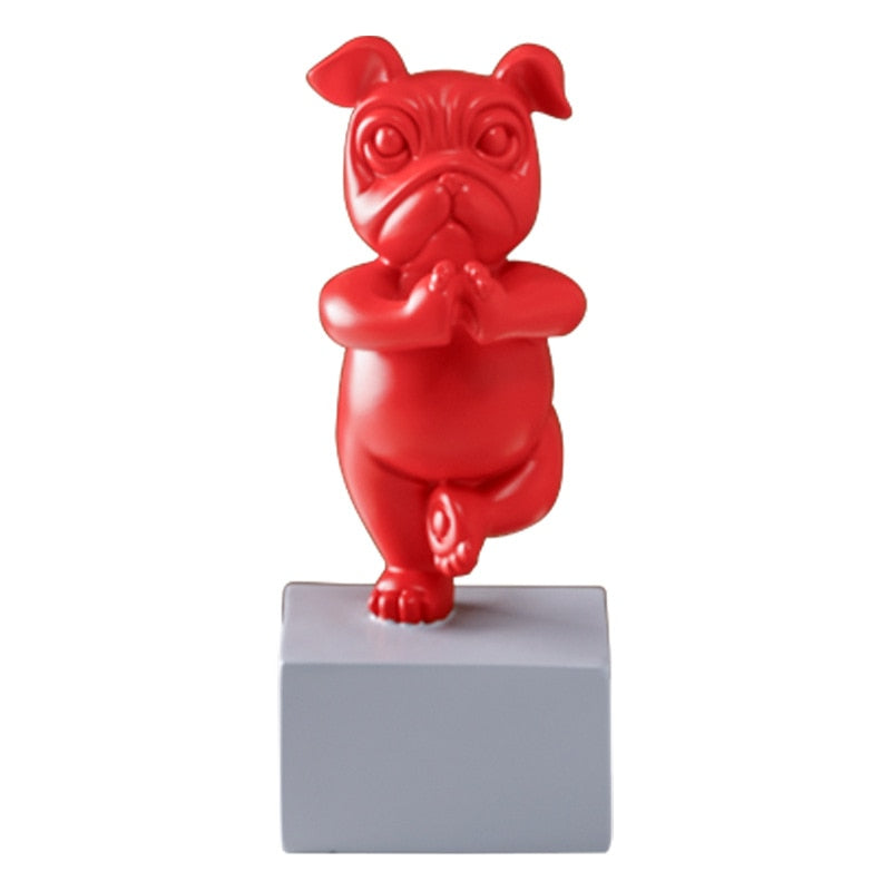 Charmante Yoga-Statue Französische Bulldogge – nordische Figur aus Kunstharz