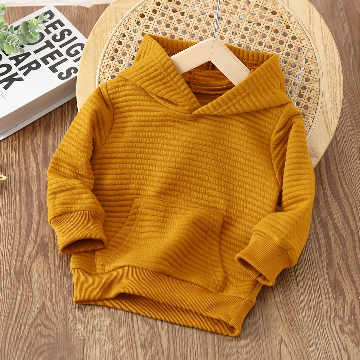 Toddler Solid Color Textured Hoodie Sweatshirt