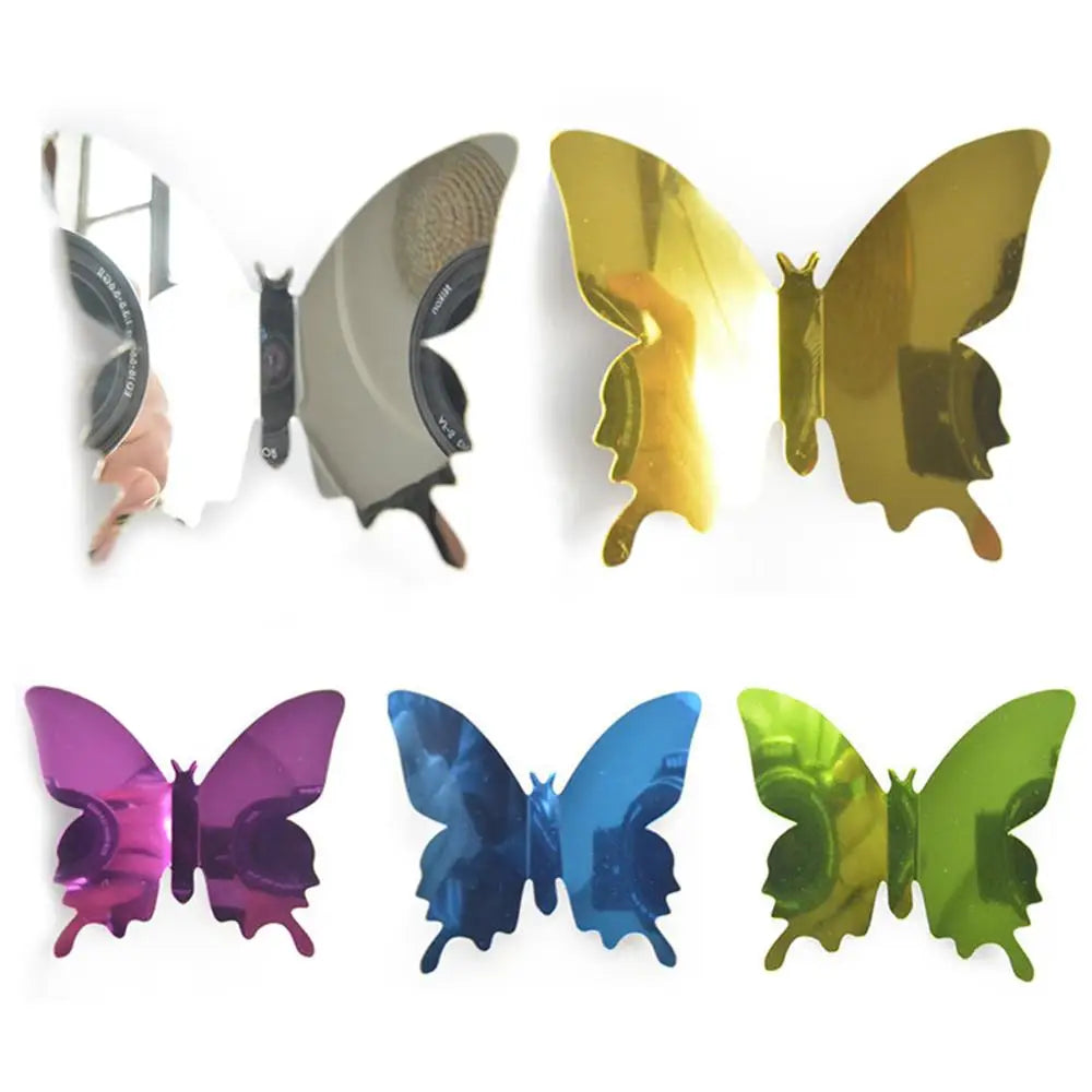 Autocollants muraux miroir papillon 3D amovibles pour la décoration