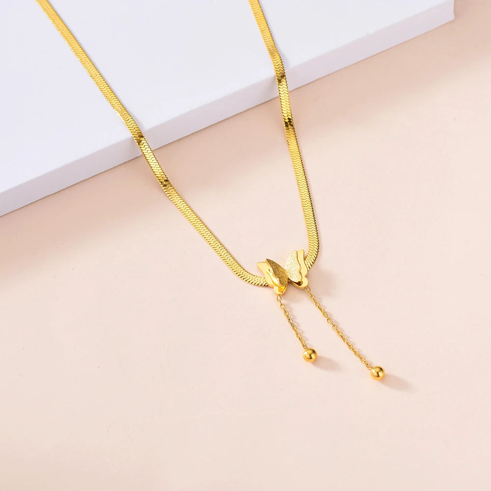 Gold Multilayer Butterfly Necklace