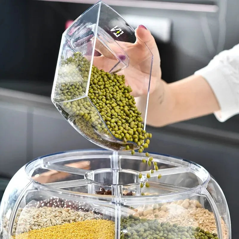 Distributeur de grains transparent rotatif