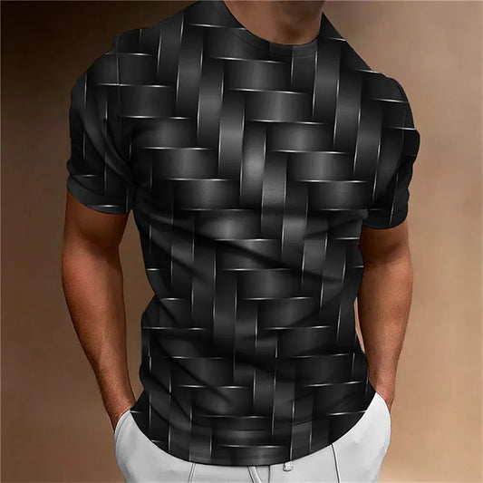 T-shirt surdimensionné imprimé en 3D à motif géométrique pour hommes