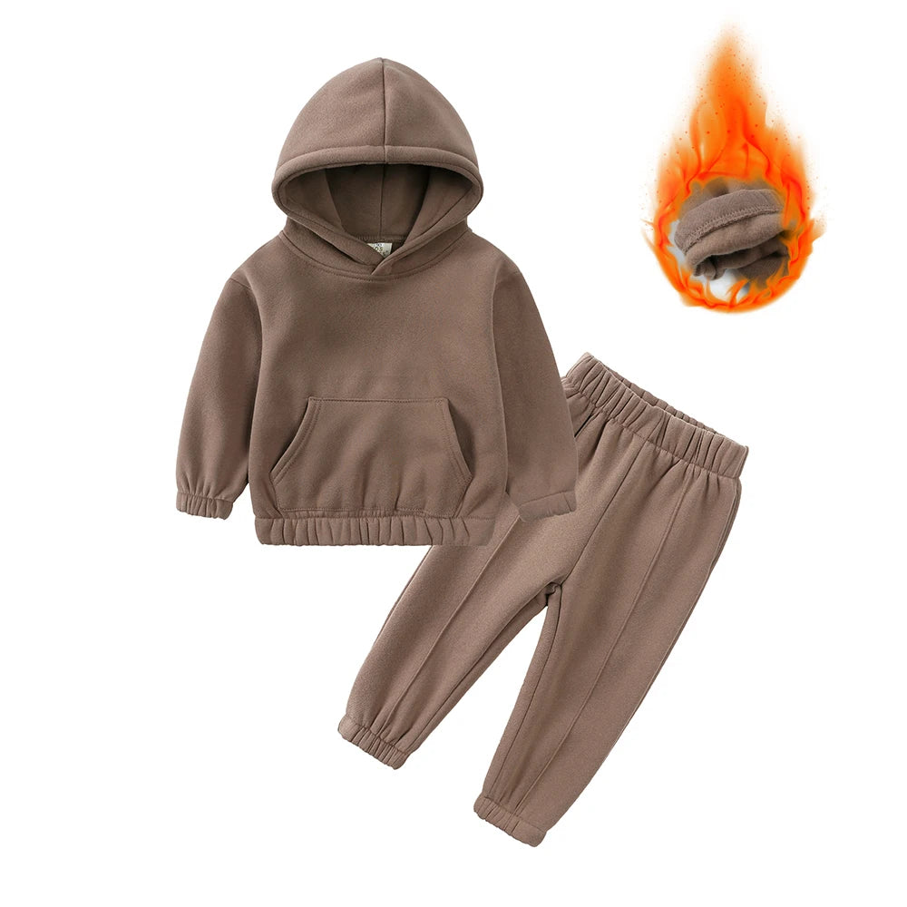 Toddler Winter Clothing with Plush Hooded Sweater