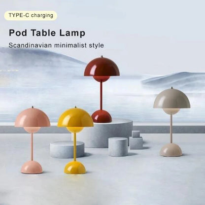 Lampe de table LED rechargeable en forme de bouton de fleur de champignon - Décor moderne