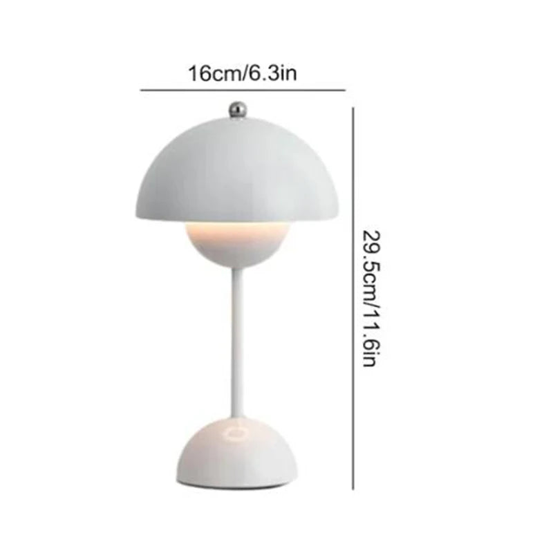 Lampe de table LED rechargeable en forme de bouton de fleur de champignon - Décor moderne