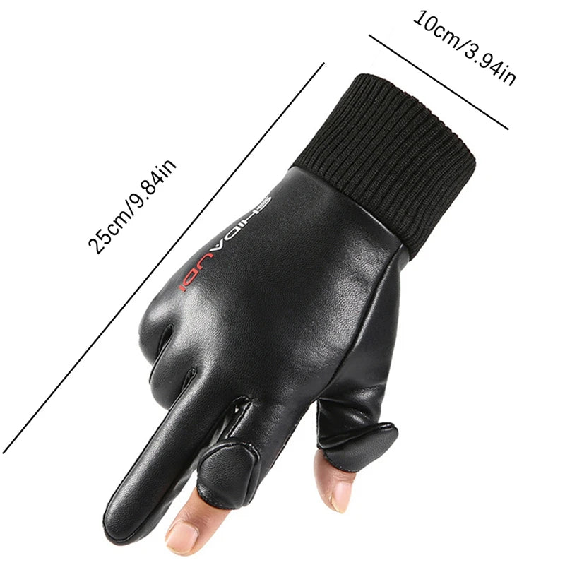 Waterproof PU Leather Winter Gloves - Flip-Finger