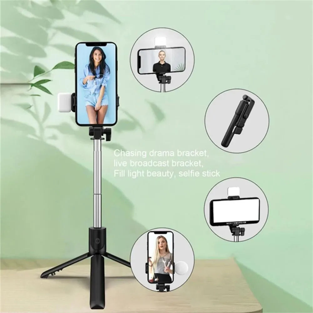 Handy-Selfie-Stick-Stativ mit Bluetooth-Fernbedienung und kabellosem Telefonhalter