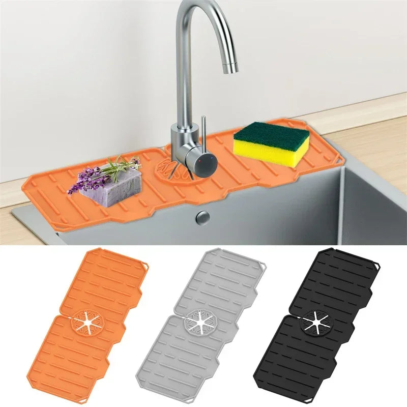 Foldable Silicone Faucet Mat Sink Sponge Rack