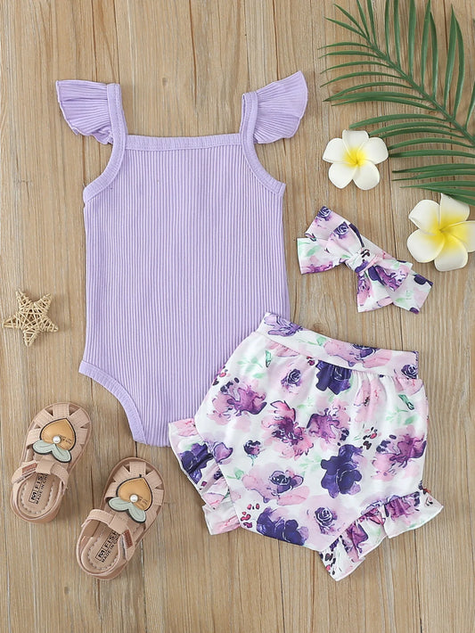 Adorable ensemble de tenue à manches florales pour bébé fille
