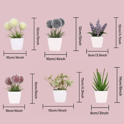 6 Mini Evergreen Artificial Plants