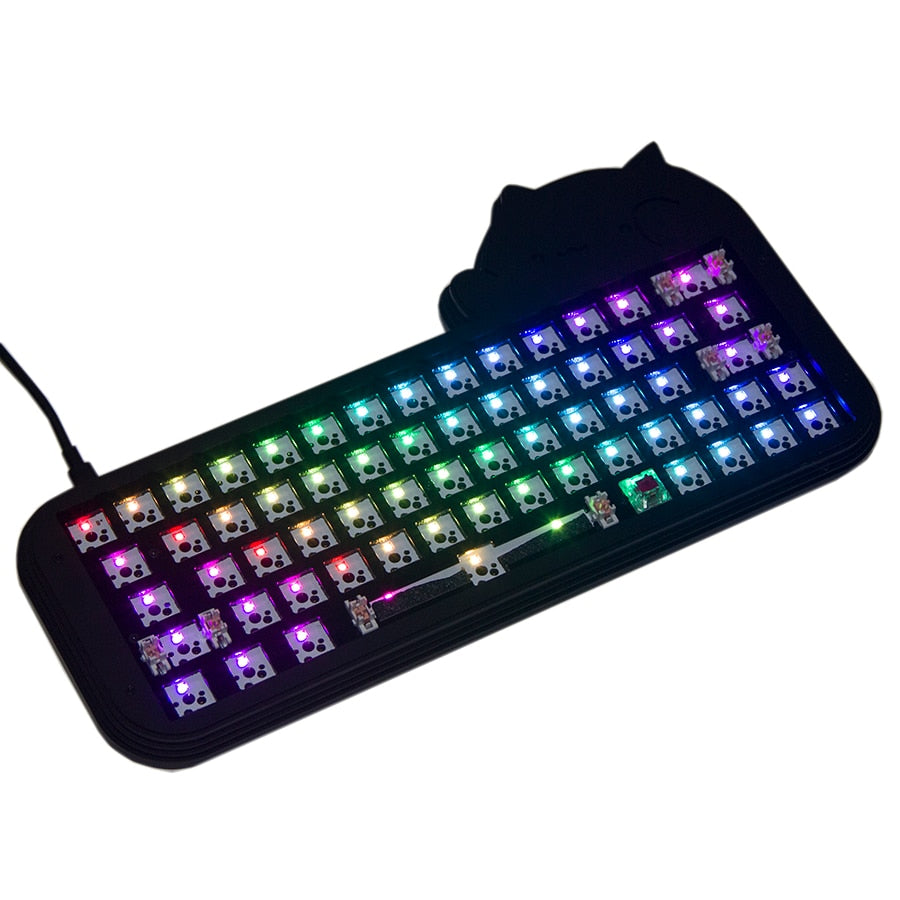 Cute Cat Black 64-Key RGB DIY Keyboard Kit