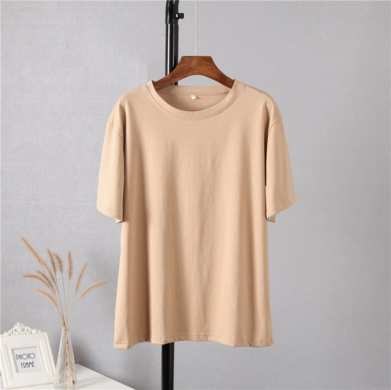 Khaki Oversized Cotton Tee for Women