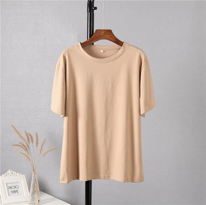 Khaki Oversized Cotton Tee for Women