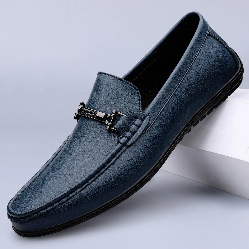 Flacher Herren-Loafer aus echtem Leder