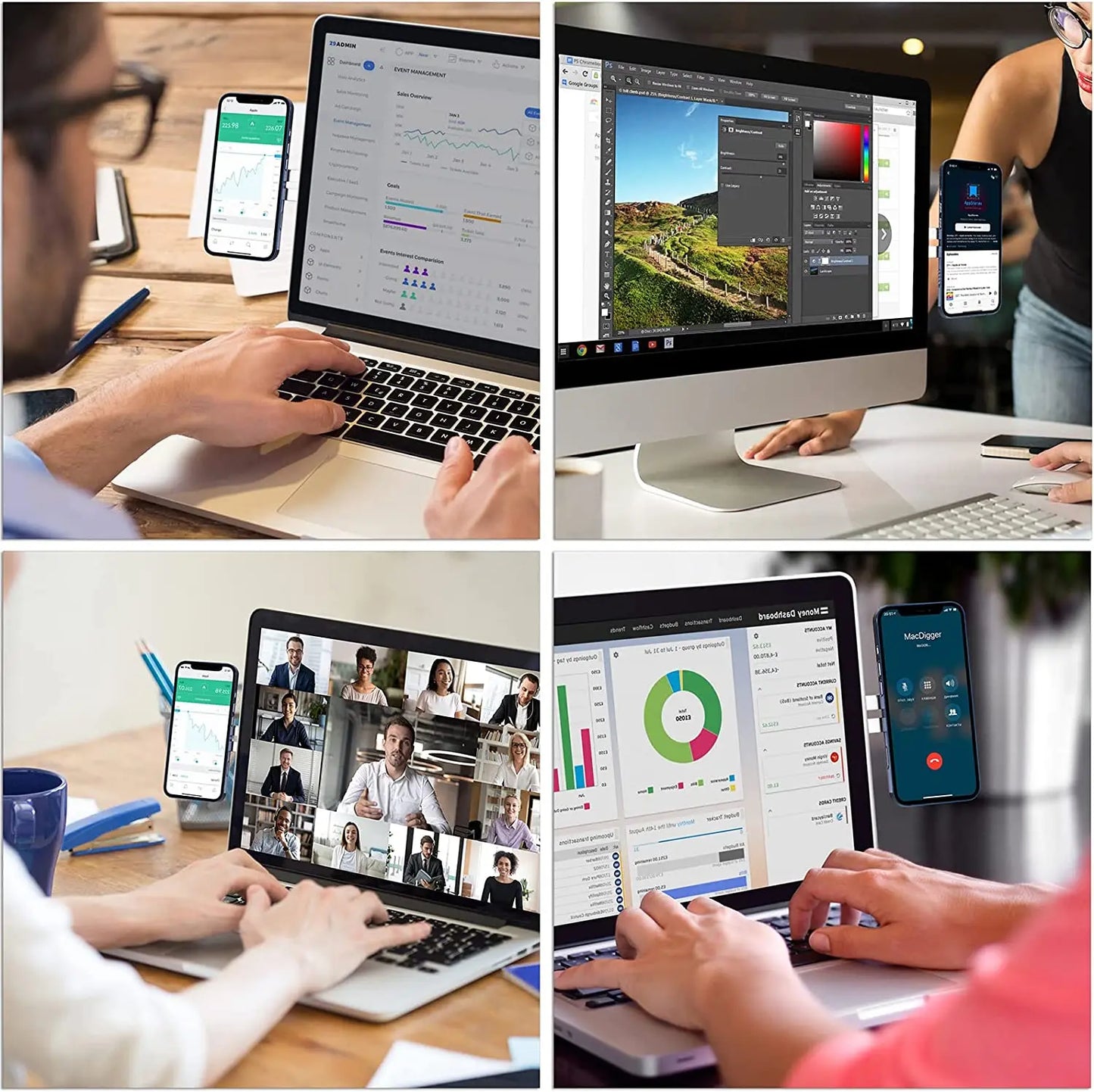 Magnetic Phone Laptop Side Mount Stand Holder