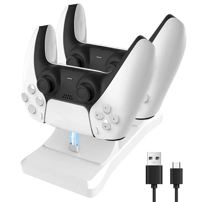 Dual Controller Charging Stand Fast Charging AC Adapter (5V 2A) for PlayStation 5 PS5 Controllers