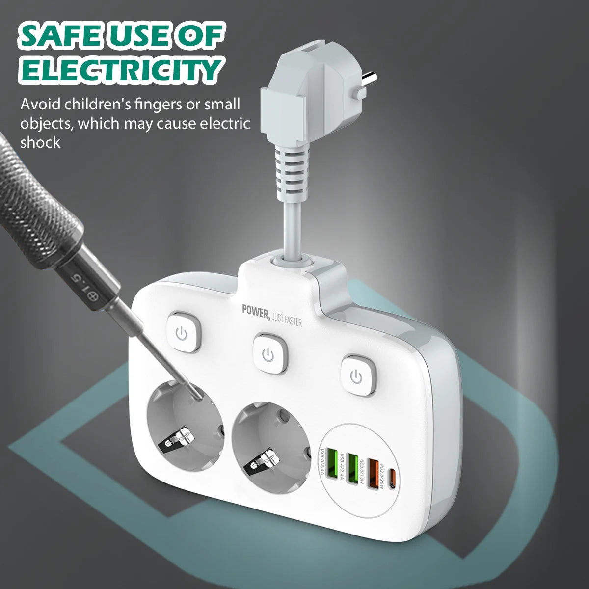 Smart Power Strip 3AC Ports 3520W