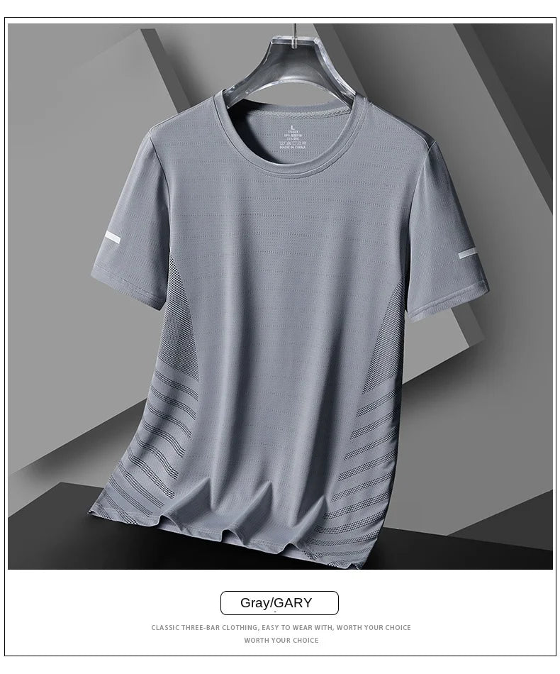 Men's Short Seleve Quick Dry Ice Silk Sport Running T-Shirts