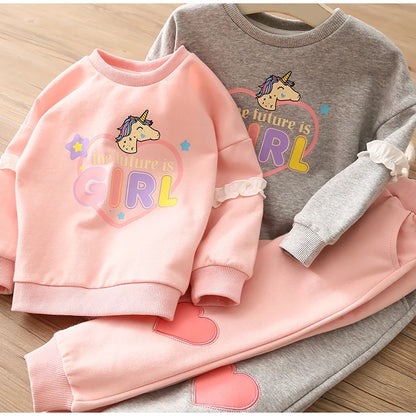 Spring and Autumn Cartoon Top & Pants 2Pcs Set