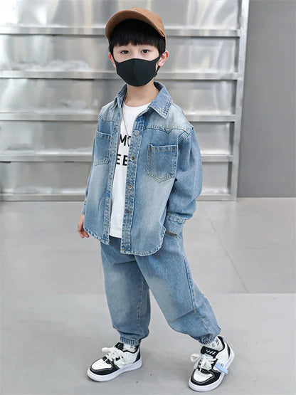 Boys Denim Jacket & Casual Outfit Set