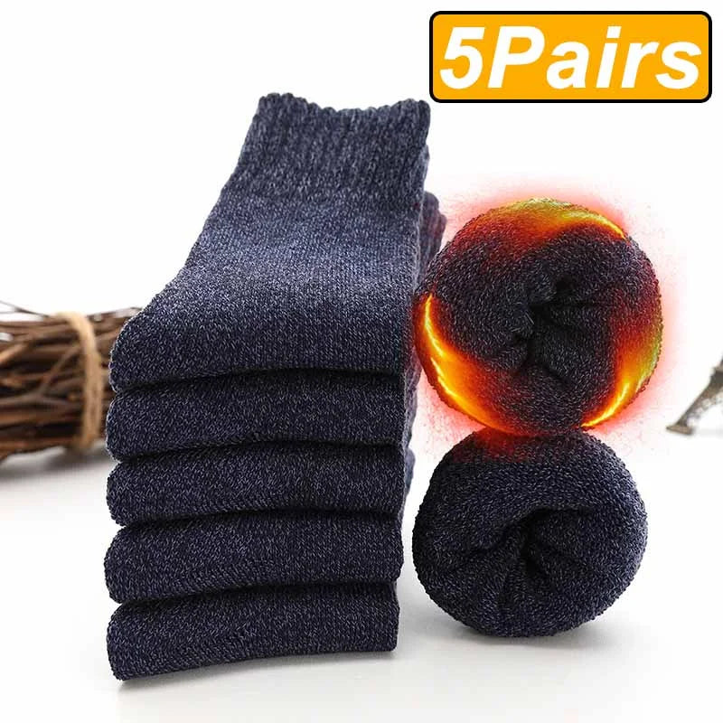 Unisex 5 Pairs Winter Wool Socks