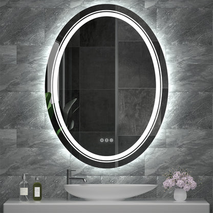 Miroir de salle de bain ovale à LED