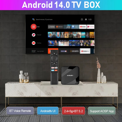 Décodeur TV Ultra HD 4 Go, 32 Go, 64 Go, double Wi-Fi BT5.0, lecteur multimédia 2,4 GHz et 5G
