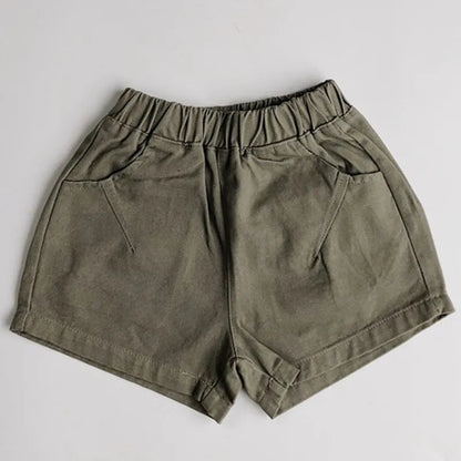 Kids Boys Summer Shorts Solid Elastic Waist