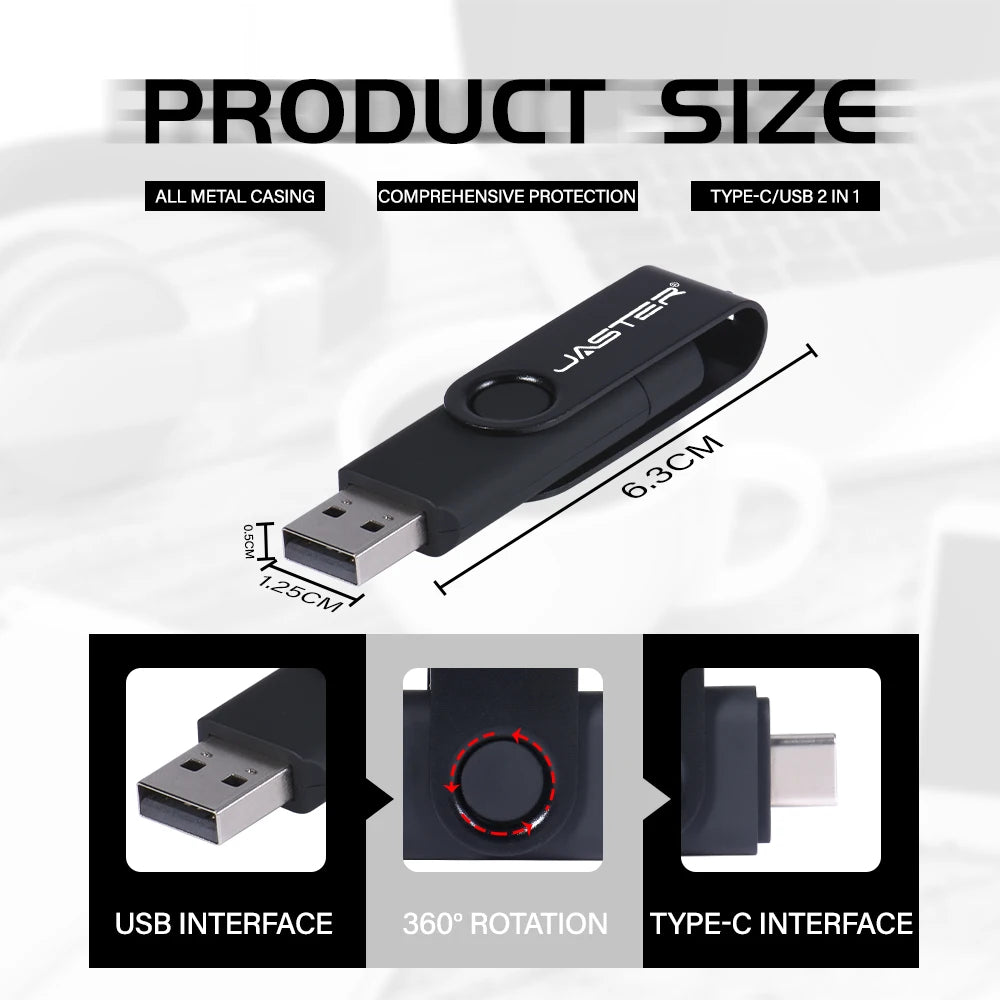 Multifunctional OTG Type-C USB Flash Drive - 32GB to 128GB