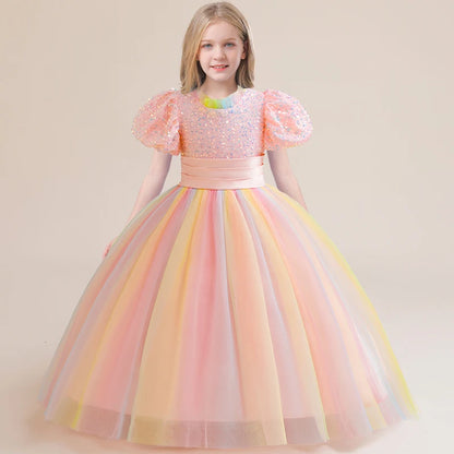 Adorable Cartoon Mesh Party Dress for Girls