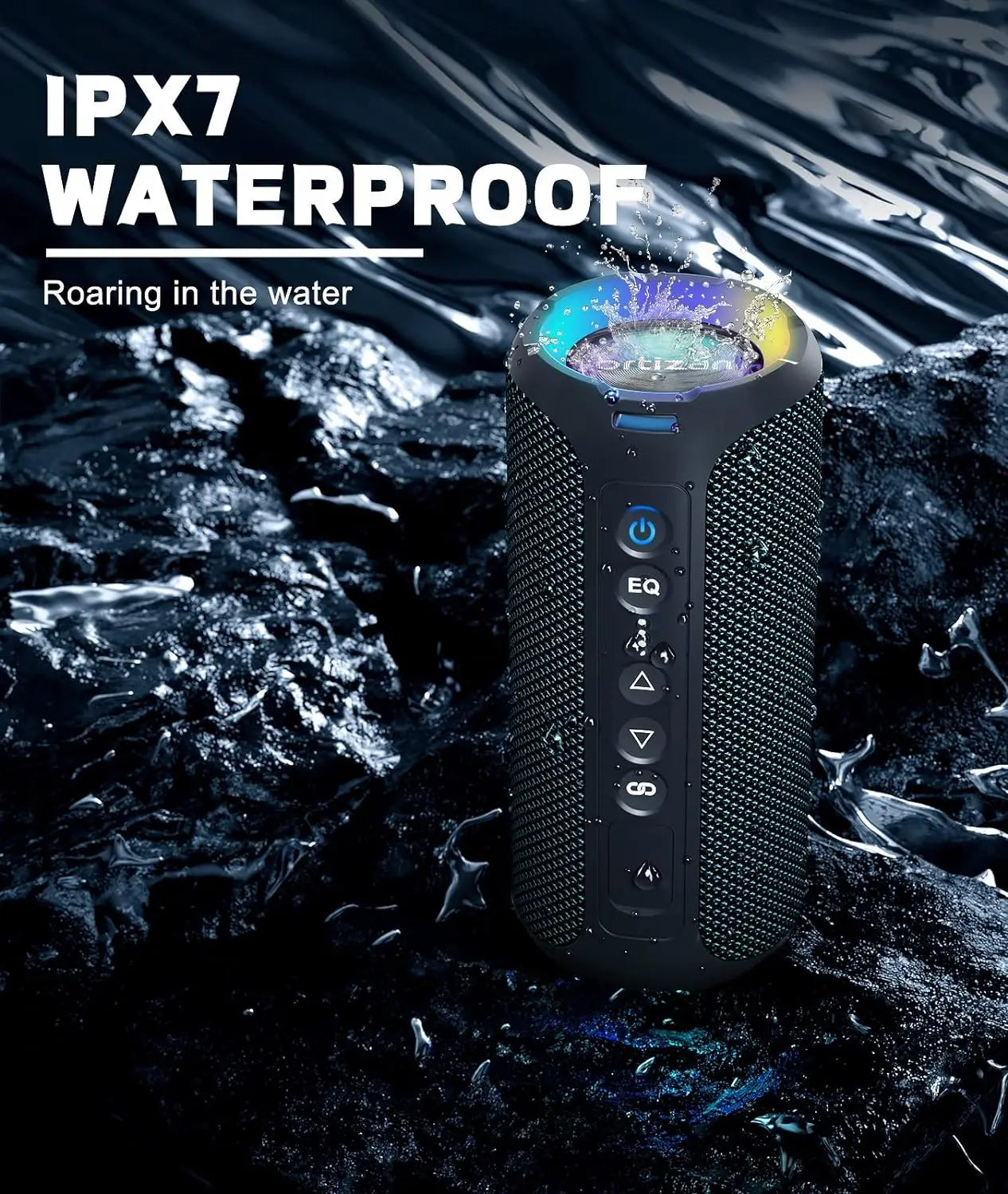 40W Bluetooth Speaker Enhanced Bass – Portable Wireless Outdoor 30Hrs Playtime IP7 Waterproof Bluetooth 5.3 Shower Speaker