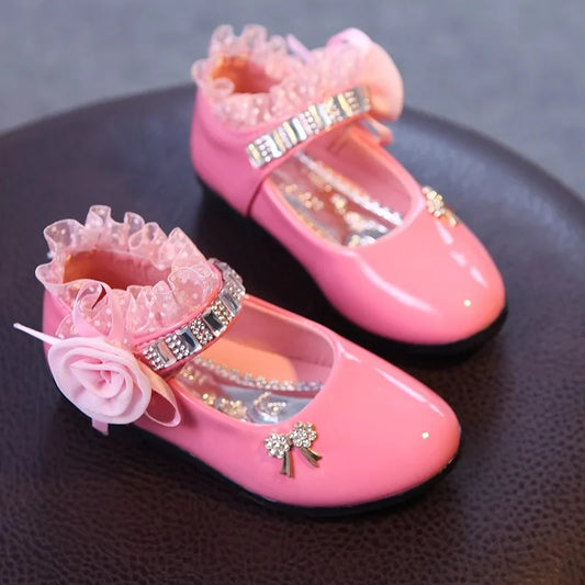 Blumenspitze Bowknot Strass PU Lederschuhe