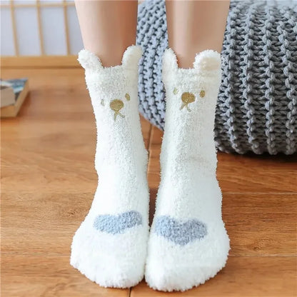 Women's Warm & Fuzzy Cartoon Animal Stocking Socks