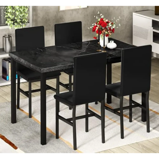 Ensemble table de salle à manger et chaises noires 5 pièces