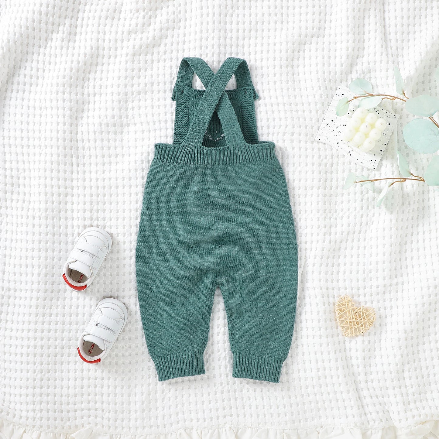 Heart-Shaped Sleeveless Knit Romper for Babies